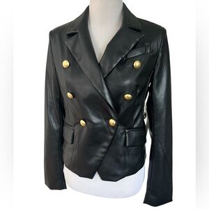Bagatelle Jacket Cropped Fitted Black Biker Buttons Casual Sexy NEW